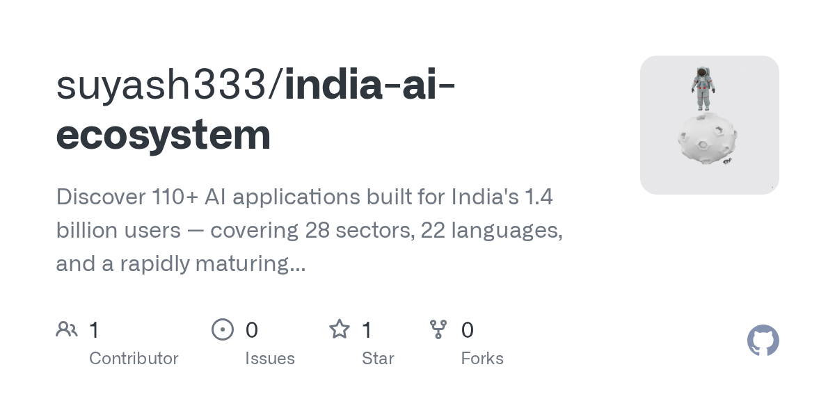 India's AI ecosystem comprises 110 homegrown applications spanning 22 languages and 28 sectors, showcasing the country's growing AI innovation landscape.
