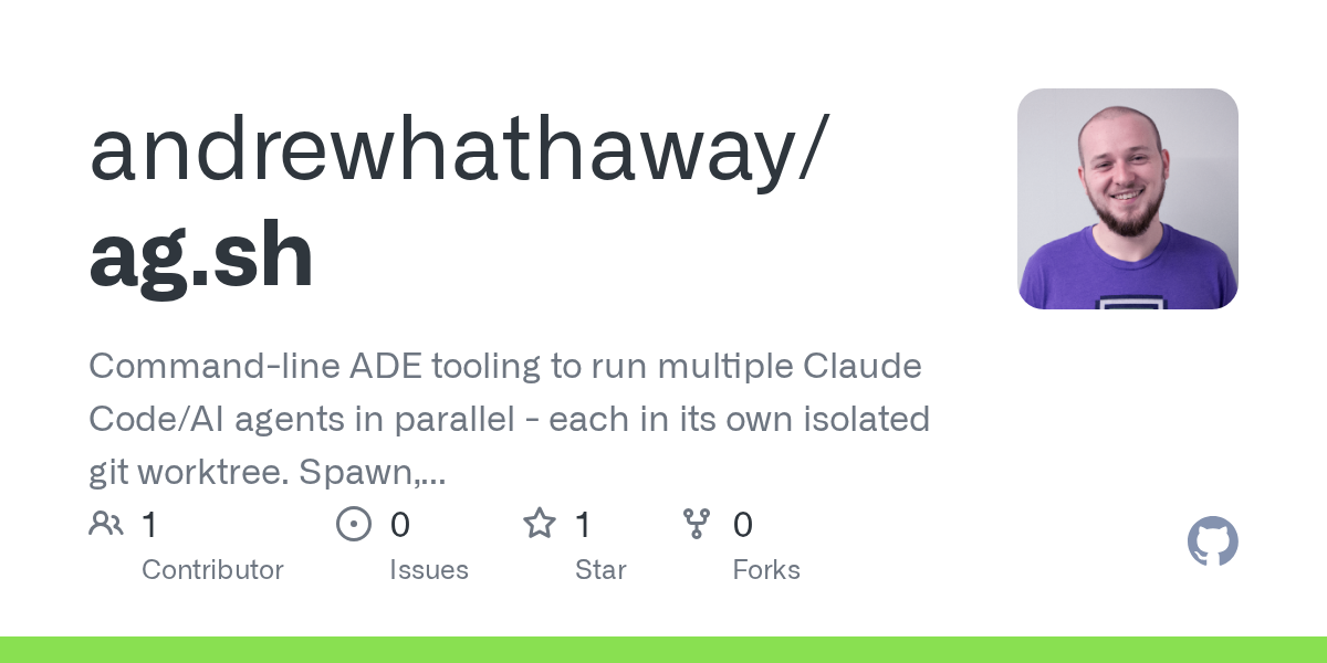 Developer releases ag.sh, an open-source CLI tool designed to streamline parallelized AI development workflows