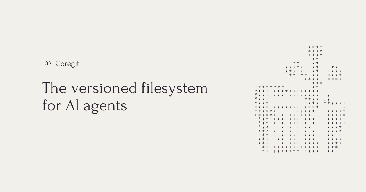 Coregit launches versioned filesystem for AI agents with 3.6× faster performance than GitHub