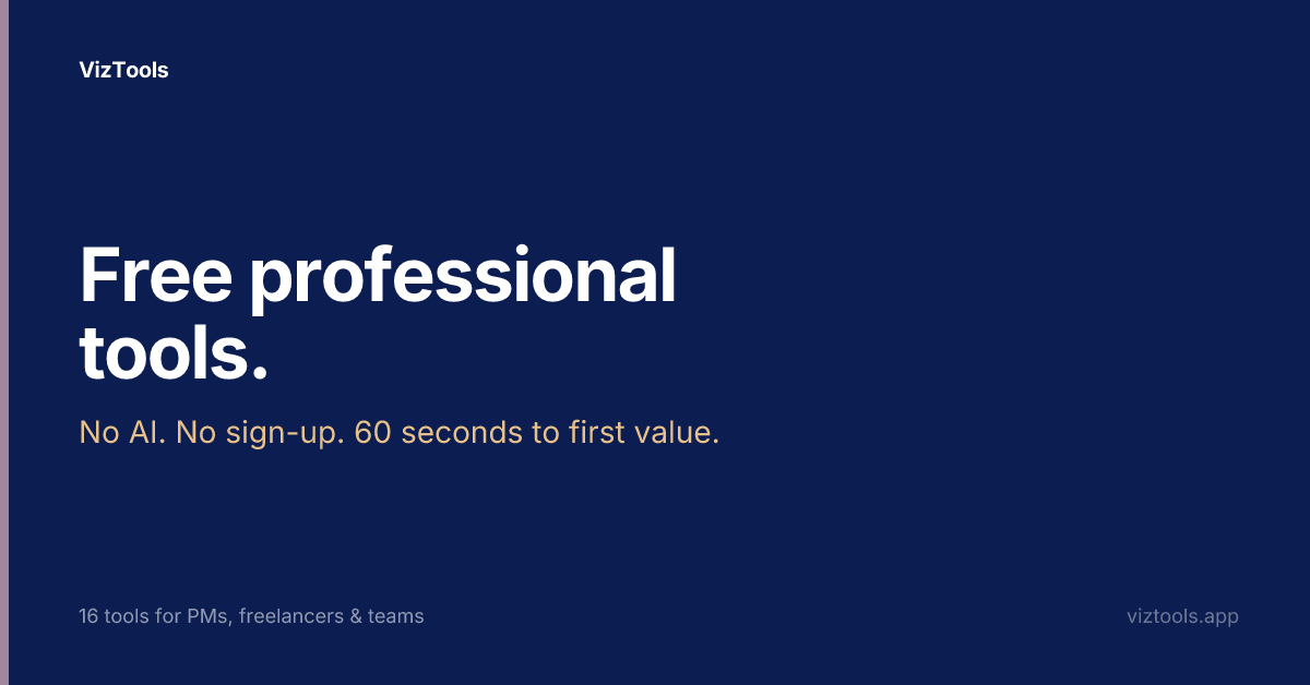 Developer launches VizTools, a collection of 16 deliberately non-AI tools for PMs and freelancers that prioritize simple design and correct math over language models.