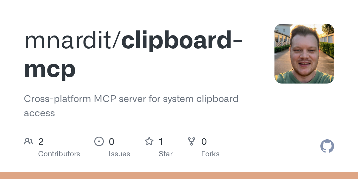 New clipboard-mcp tool enables AI assistants to access and interact with system clipboard data through the Model Context Protocol