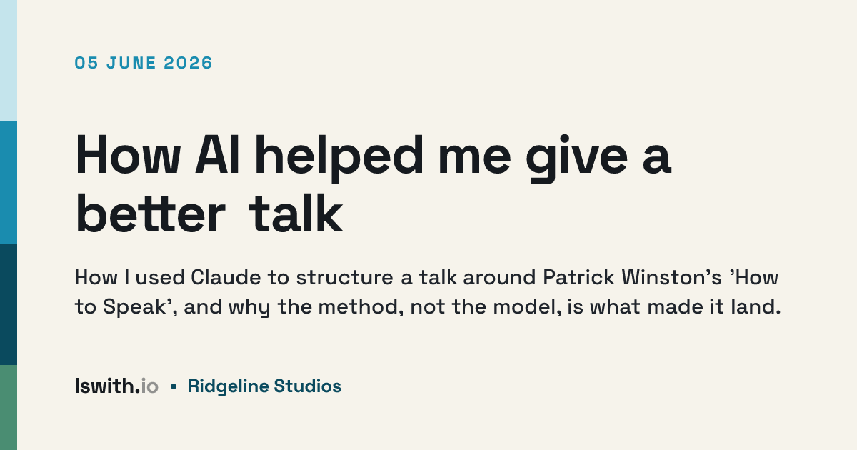 Author used Claude to structure a talk on troubleshooting for platform engineers, applying Patrick Winston's speaking method.