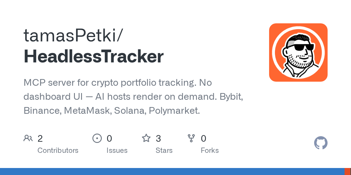 HeadlessTracker, an AI dev agent project, launches MCP server for portfolio tracking across crypto exchanges, wallets, and prediction markets