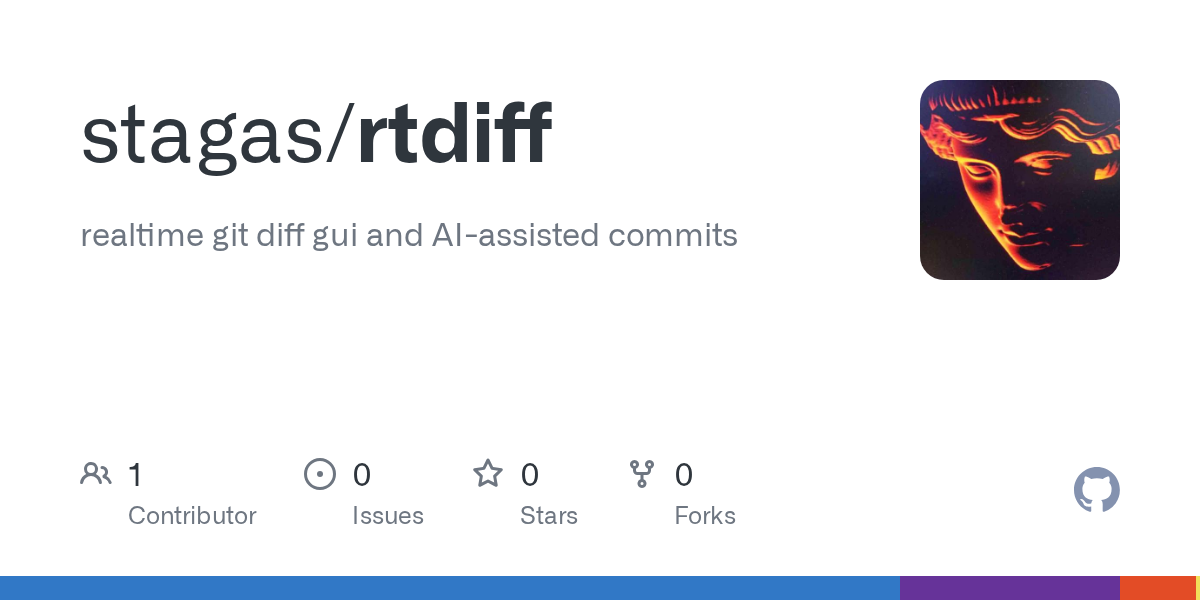 Developer launches rtdiff, a desktop application combining real-time git diff visualization with AI-powered commit message generation