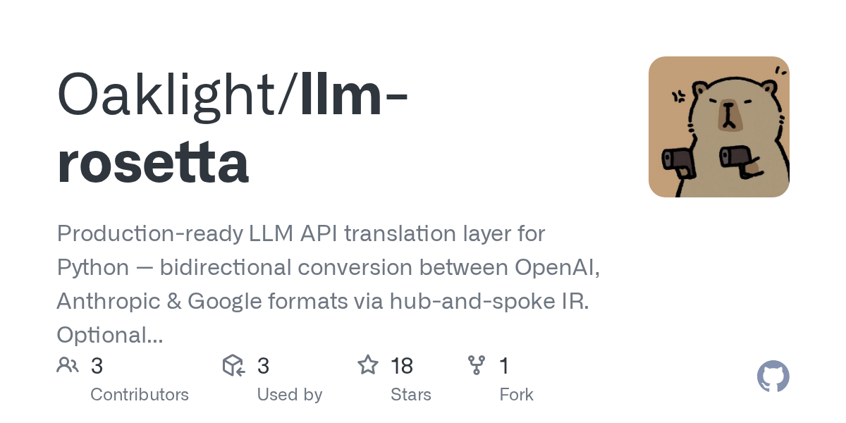 LLM-Rosetta open-source library lets developers switch between OpenAI, Anthropic, and Google AI APIs without rewriting code