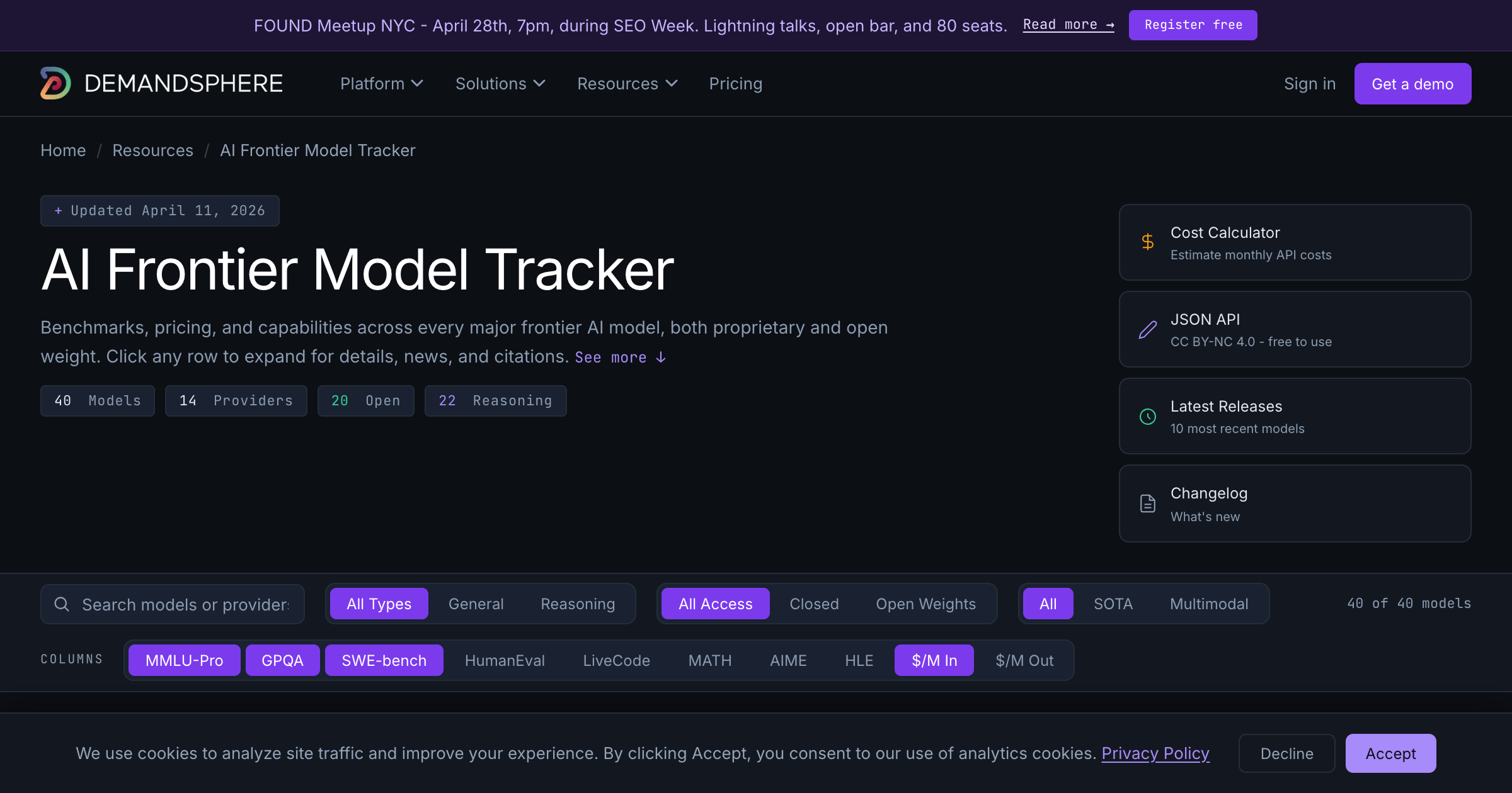 New AI Frontier Model Tracker provides API access to monitor cutting-edge AI model development and capabilities