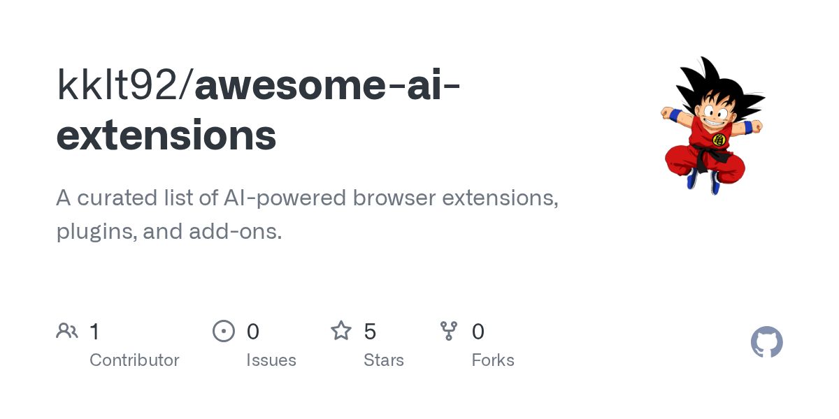Developer shares curated GitHub repository featuring approximately 40 AI-powered browser extensions organized across 9 functional categories.
