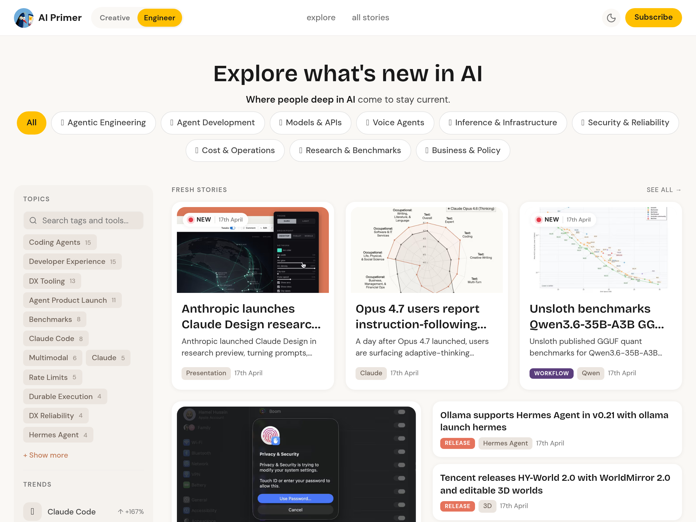 Couple launches AI Primer, a curated changelog tool helping AI engineers stay updated on industry developments without social media overwhelm.