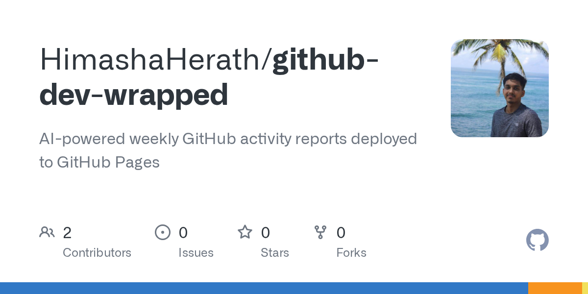 Developer creates self-hosted GitHub Wrapped tool that generates weekly AI-powered activity reports published directly to GitHub Pages