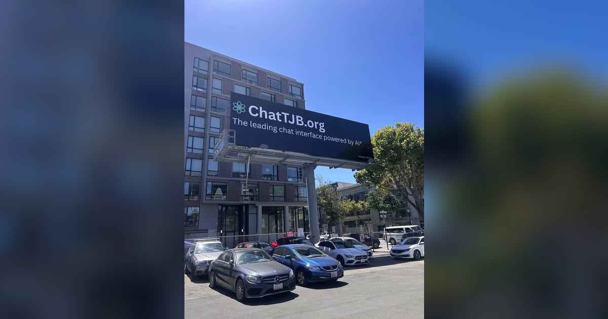 Poet runs one-man 'AI' chatbot on SF billboard as art criticism