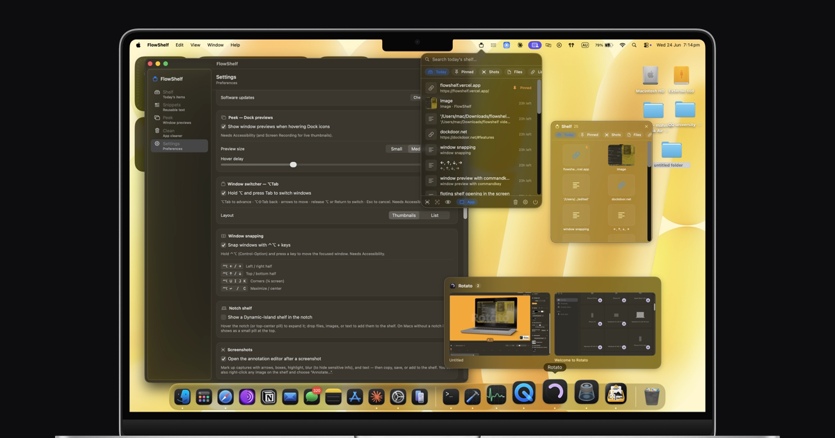 FlowShelf: free macOS shelf app with on-device AI, no subscription
