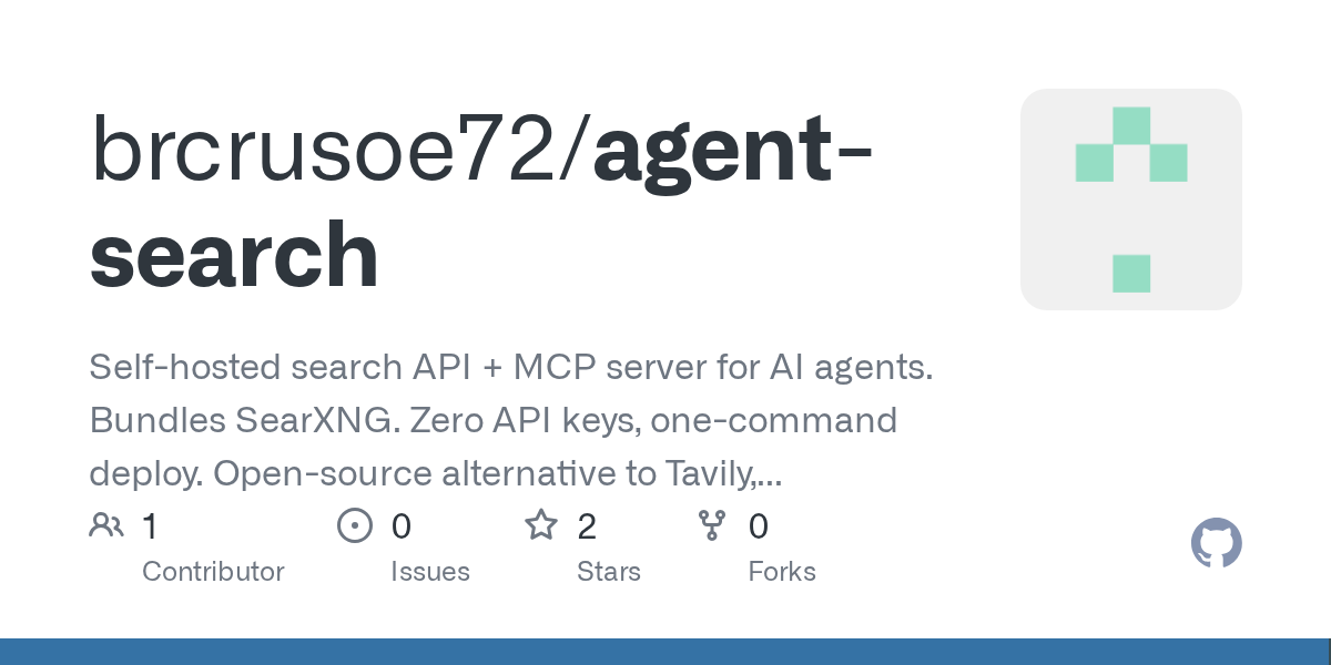 Developer releases AgentSearch, a free self-hosted search tool for AI assistants that requires no API keys