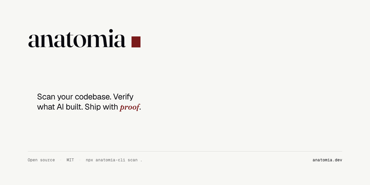 Scan any codebase in 3s, then verify what your AI builds