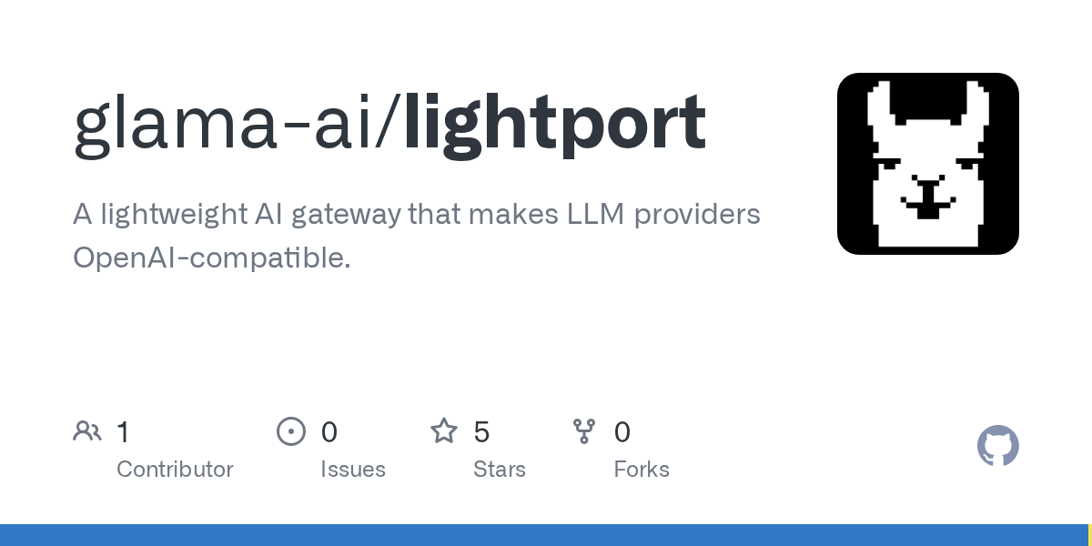 Lightport, a lightweight AI gateway forked from Portkey, makes LLM providers OpenAI-compatible by transforming requests and responses.