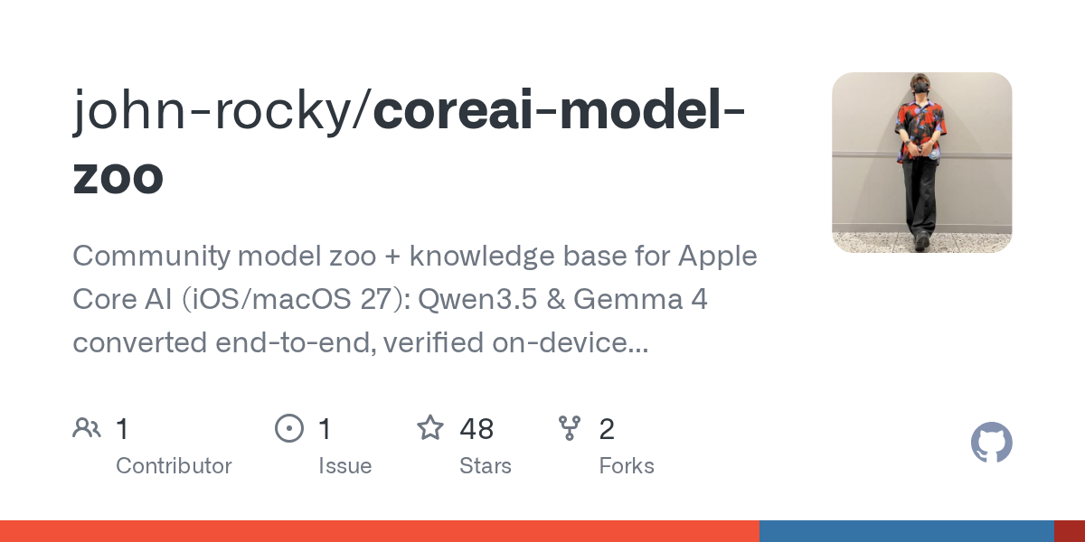 A developer has converted 11 model families to Apple's Core AI framework, making them runnable on-device on iPhones and Macs without internet dependency.