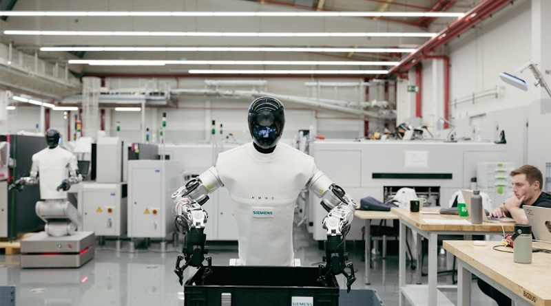 Siemens, Nvidia, and Humanoid successfully deploy the HMND 01 humanoid robot for autonomous logistics in a German electronics factory, marking a major breakthrough in physical AI for industrial manufacturing.