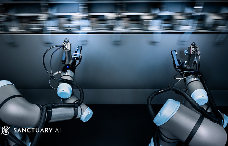 Sanctuary AI demonstrates industrial-grade robotic manipulation on live production lines, achieving a 99.5%+ success rate on a wire-plugging task at an automotive supplier.