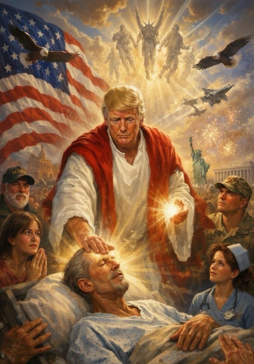 Donald Trump continues sharing AI-generated religious imagery on Truth Social, blending artificial intelligence with faith-based fan art.